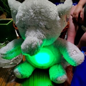 Plush Elephant Toy with Alternating Light And Calming Sounds To Help Baby Sleep